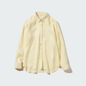 Uniqlo Premium Linen Shirt Yellow Size M